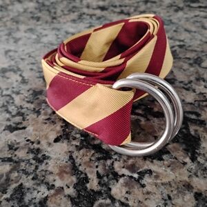 Striped Red and Yellow Belt with Silver Rings